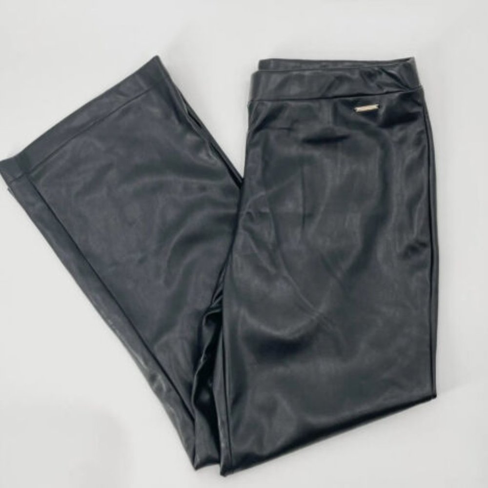 Marc New York Black Faux Leather Straight Leg Pants